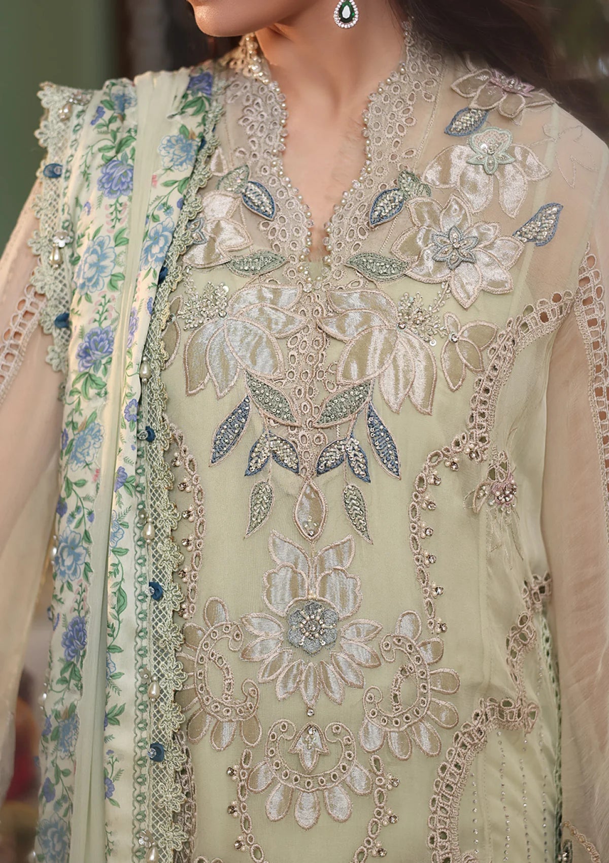 Maria B 3 Piece Embroidered Chiffon Suit