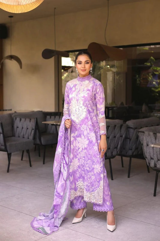 Aneela’s – Printed Lawn 3-Piece Unstitched Suit with Chiffon Dupatta | AS-03