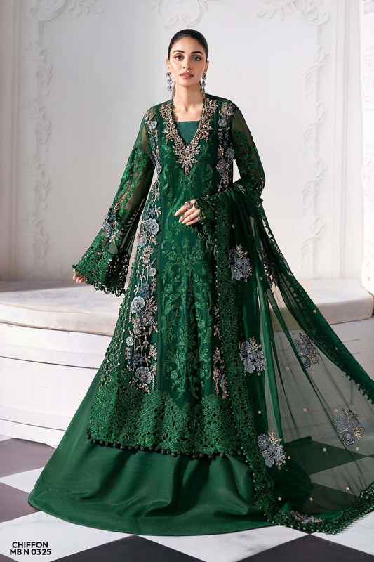 Maria B – 3-Piece Unstitched Embroidered Chiffon Suit | BD-3008
