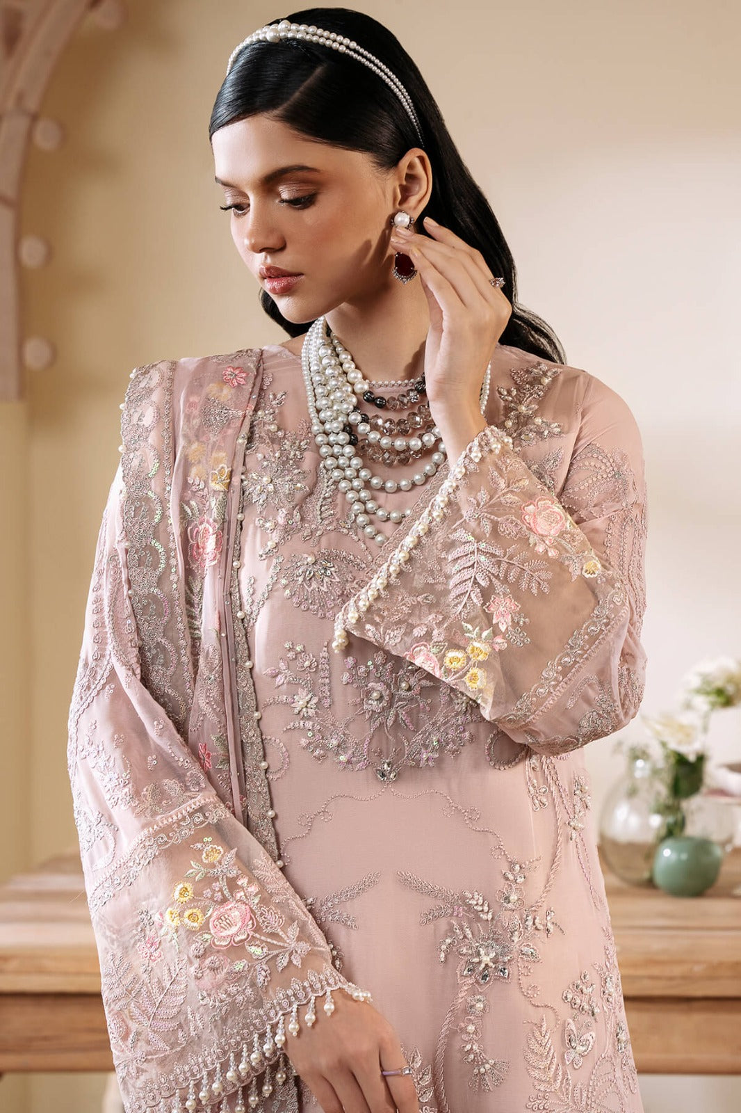 S-1084 Cristal – 3-Piece Unstitched Chiffon Suit | Muse by Imrozia Premium