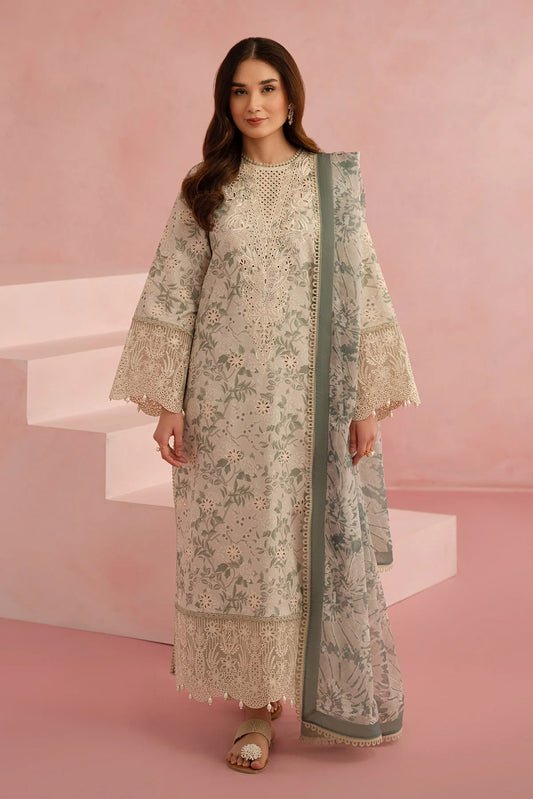 Afrozeh KYLON Chikankari Embroidered Printed Lawn 3 Piece Dress – 10585