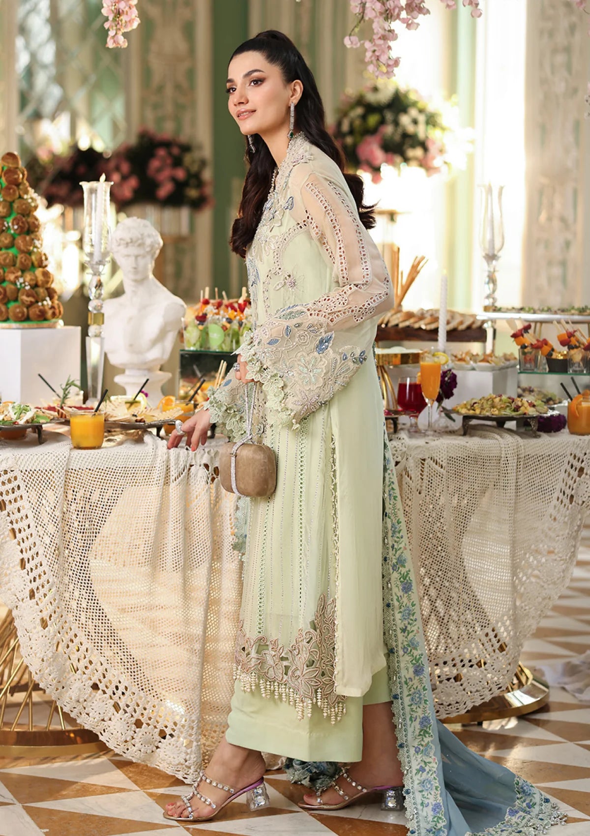 Maria B 3 Piece Embroidered Chiffon Suit