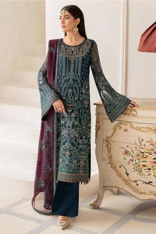 Flossie – Luxury Embroidered Chiffon Unstitched 3-Piece Suit