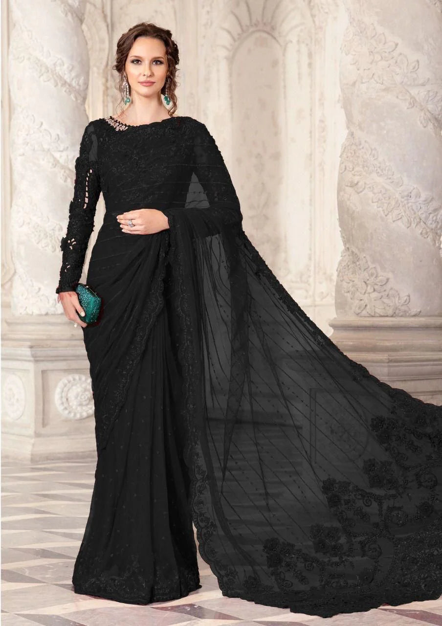 Maria B – Black Couture Saree