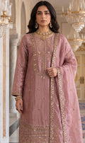 3Pc Unstitched Luxury Cut Dana Embroidered Shesha Silk Suit - 4