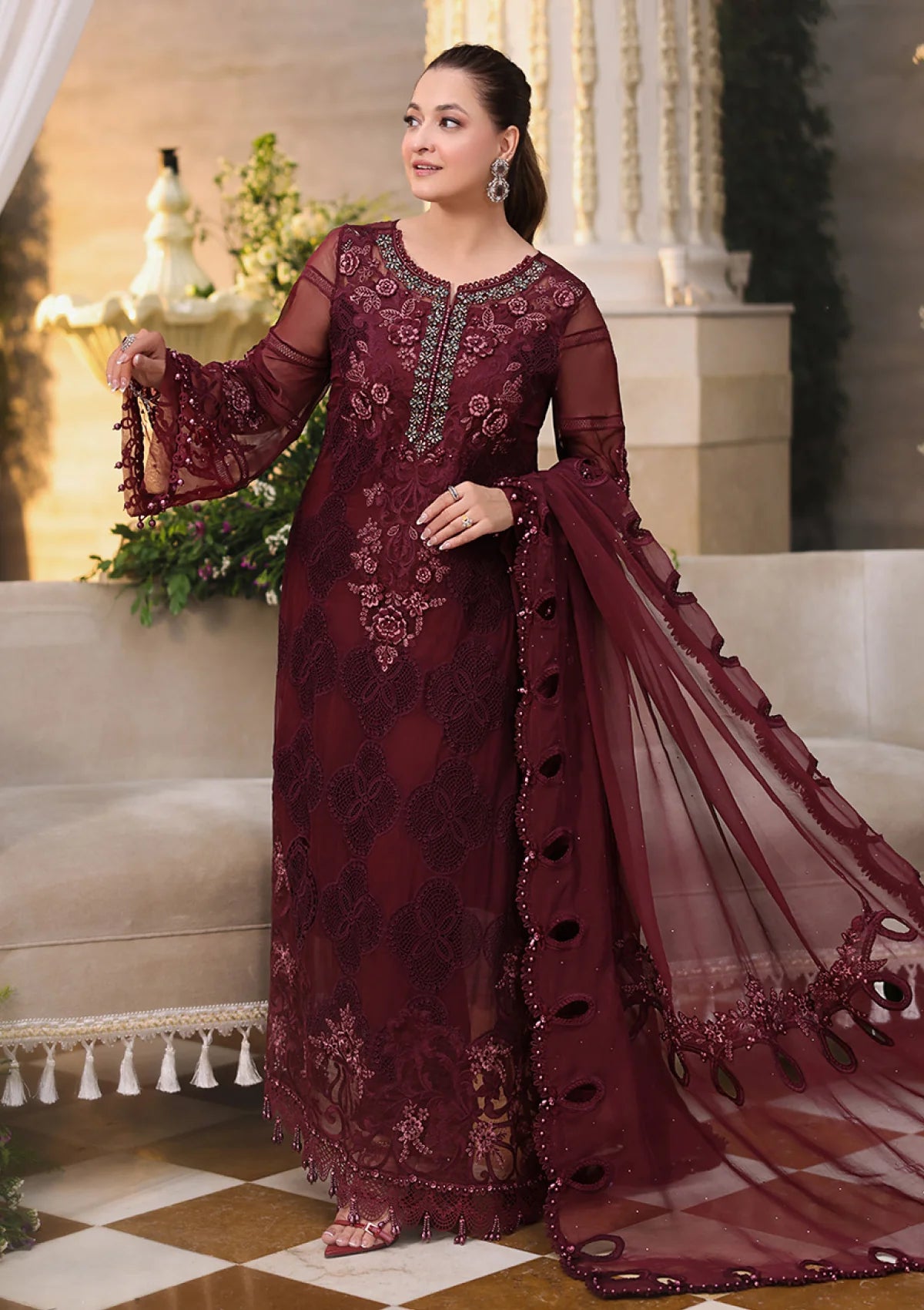 Maria B Chiffon Embroidered Luxury Lawn 3 Piece Suit