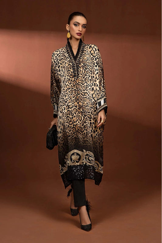 Maria B Cheetah Prink Silk