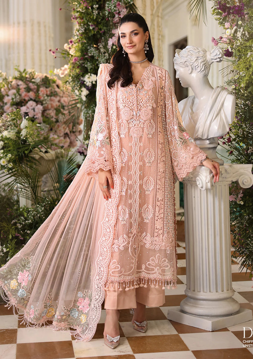 Maria B Tea Affair Embroidered Chiffon Unstitched 3Pc Suit