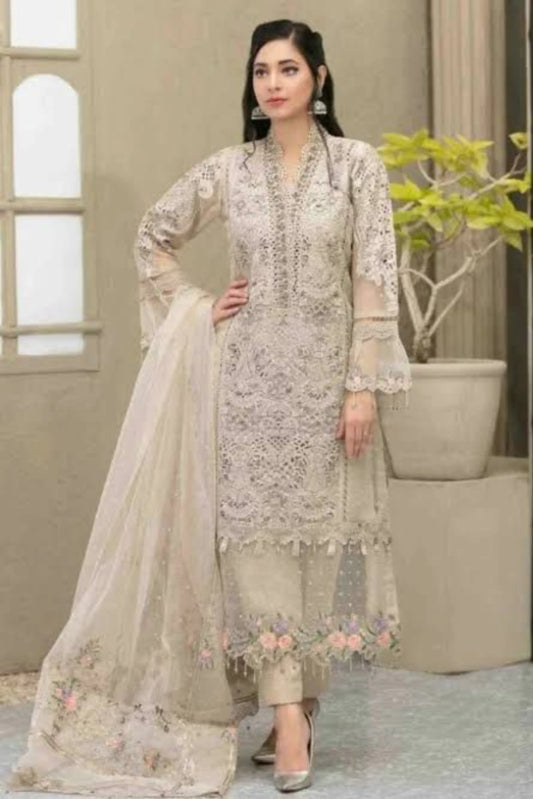 Maria B – Festive Embroidered Organza 3-Piece Unstitched Dress