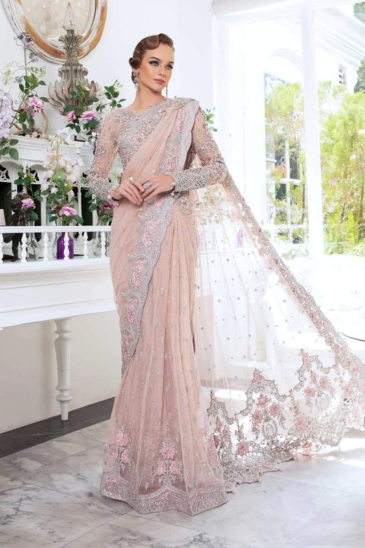 Maria B Couture QUEEN PINK Net Saree
