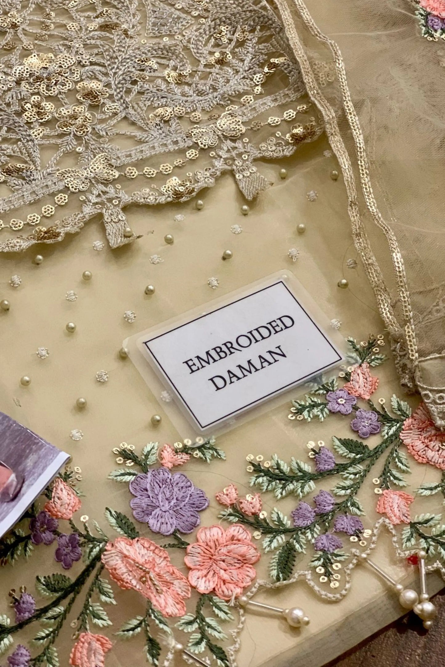 Maria B – Festive Embroidered Organza 3-Piece Unstitched Dress