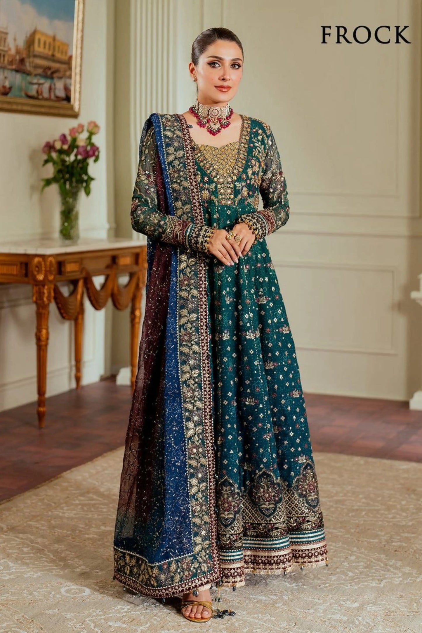 Baroque Embroidered Chiffon Stitched 3-Piece Suit | CH13-03