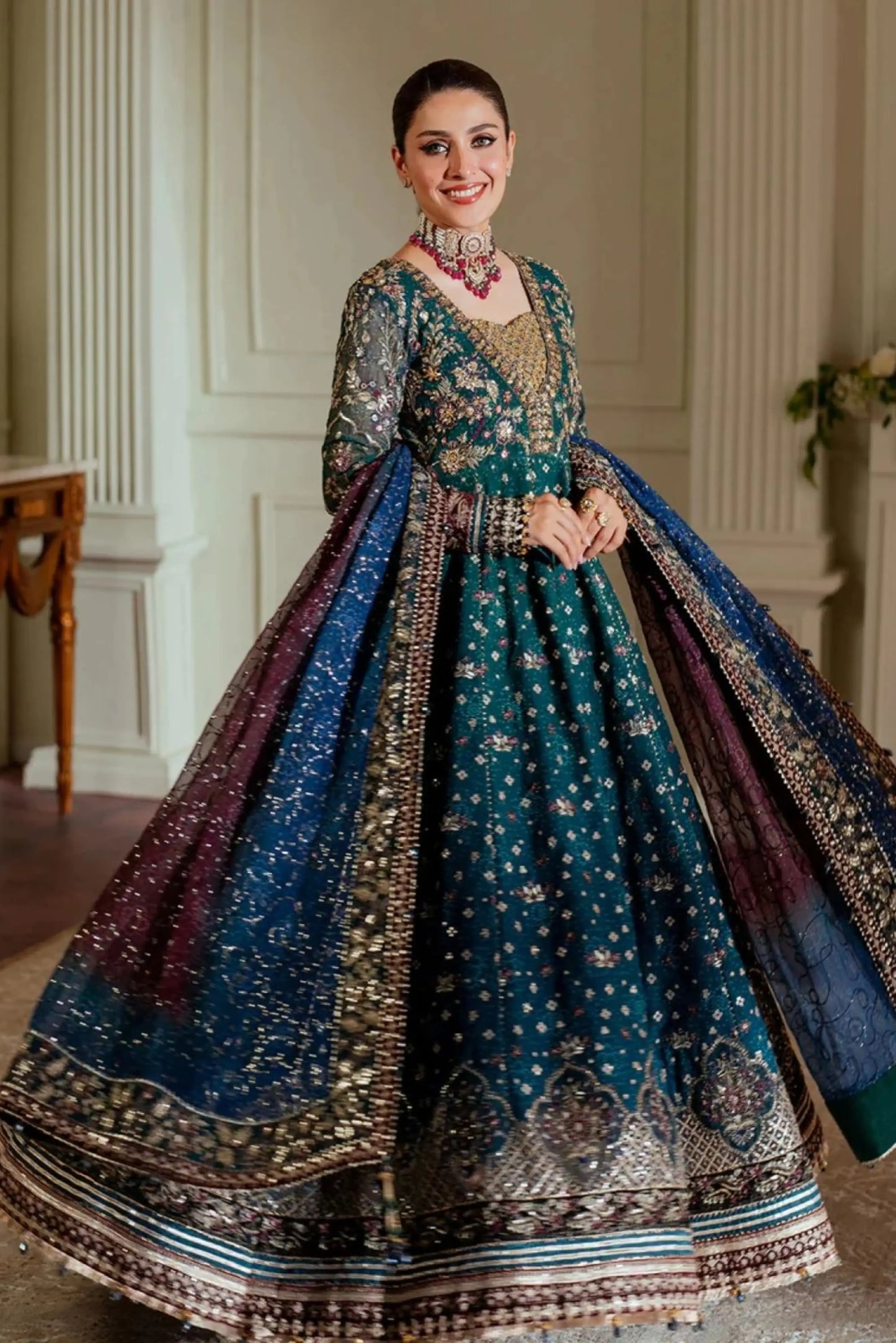 Baroque Embroidered Chiffon Stitched 3-Piece Suit | CH13-03