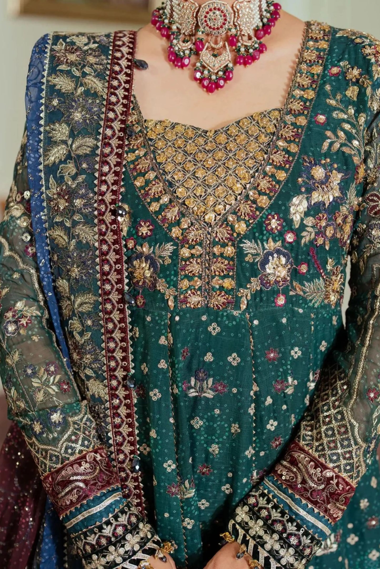 Baroque Embroidered Chiffon Stitched 3-Piece Suit | CH13-03