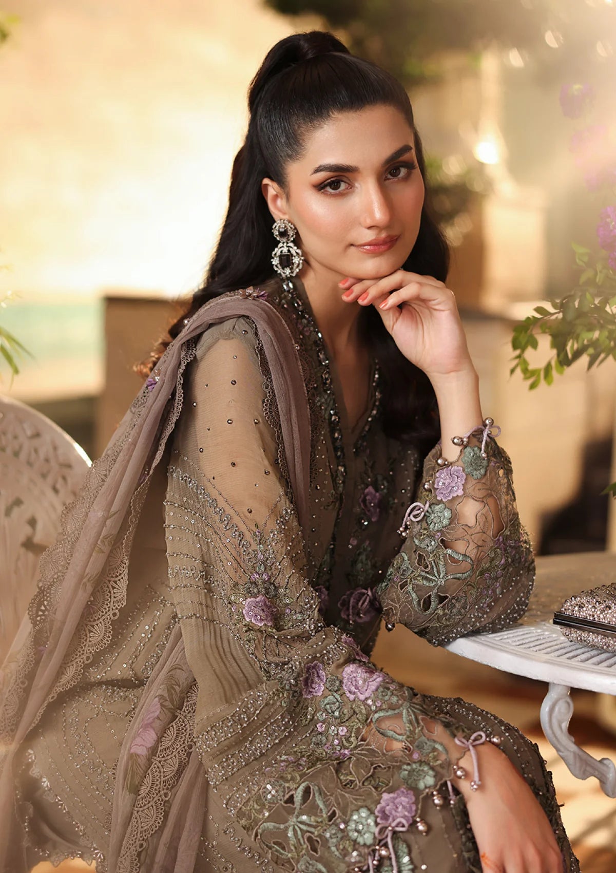 Maria B Tea Affair Embroidered Chiffon Unstitched 3Pc Suit