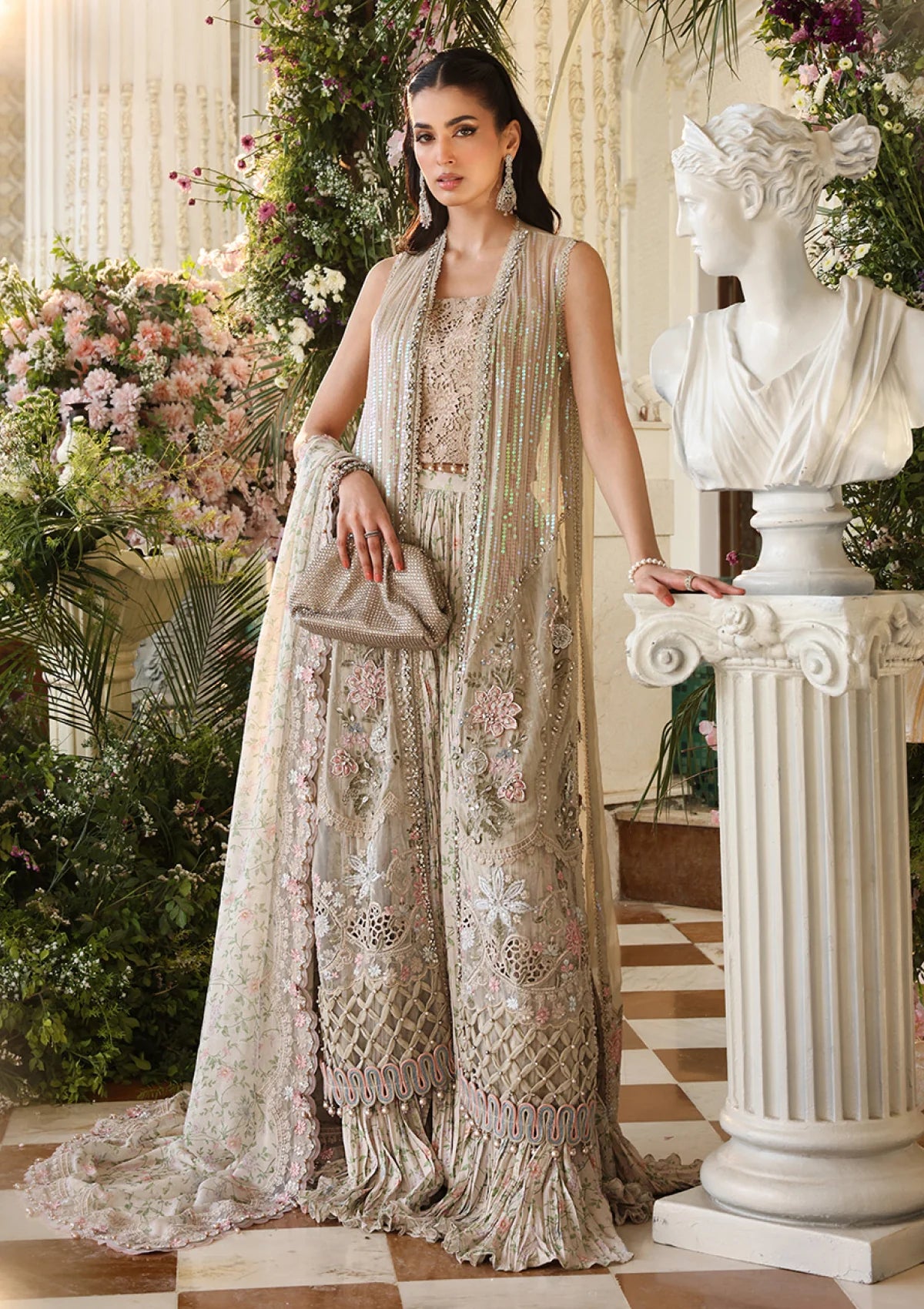 Maria B-Unstitched Embroidered Chiffon 3 Piece Suit