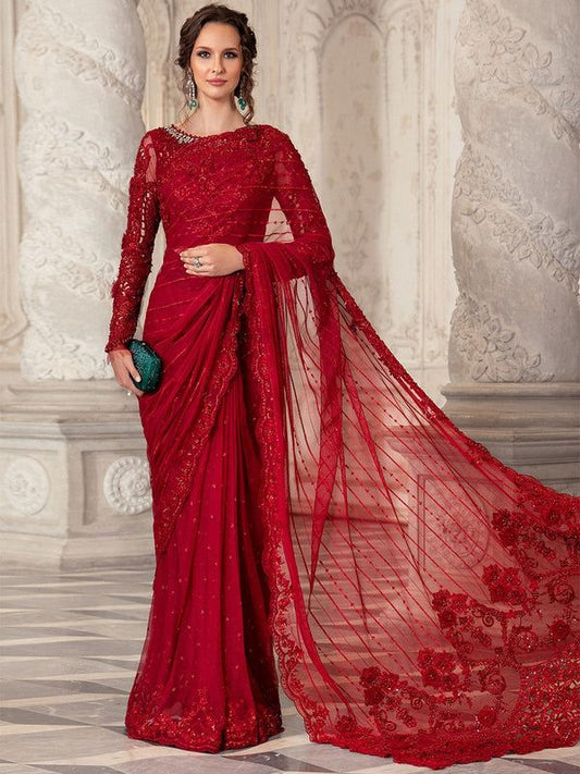 Maria B – Red Couture Saree