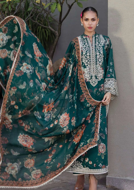 Zainab Chottani – Velina Green Floral Embroidered Lawn 3-Piece Unstitched Suit