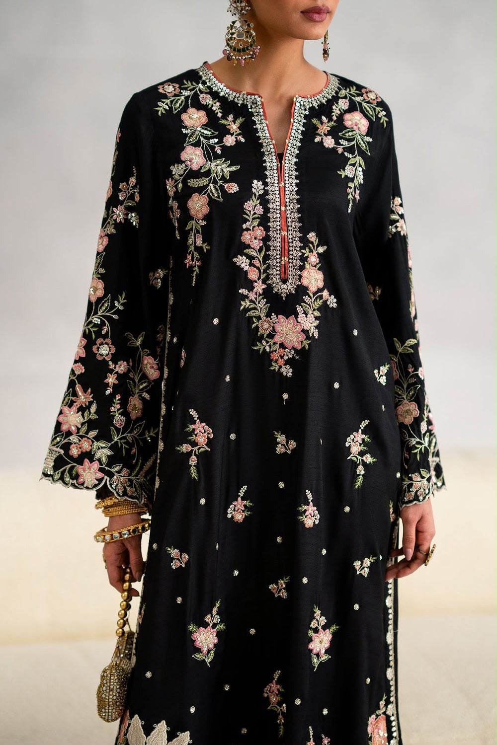 Luxury Raw Silk Stitched Kaftan – 2Pc
