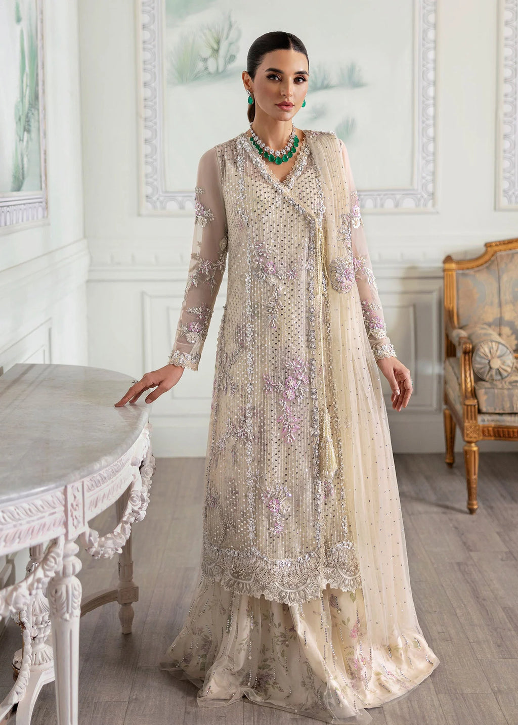 Crimson X Saira Shakira Embroidered Tulle Unstitched 3Pc Suit