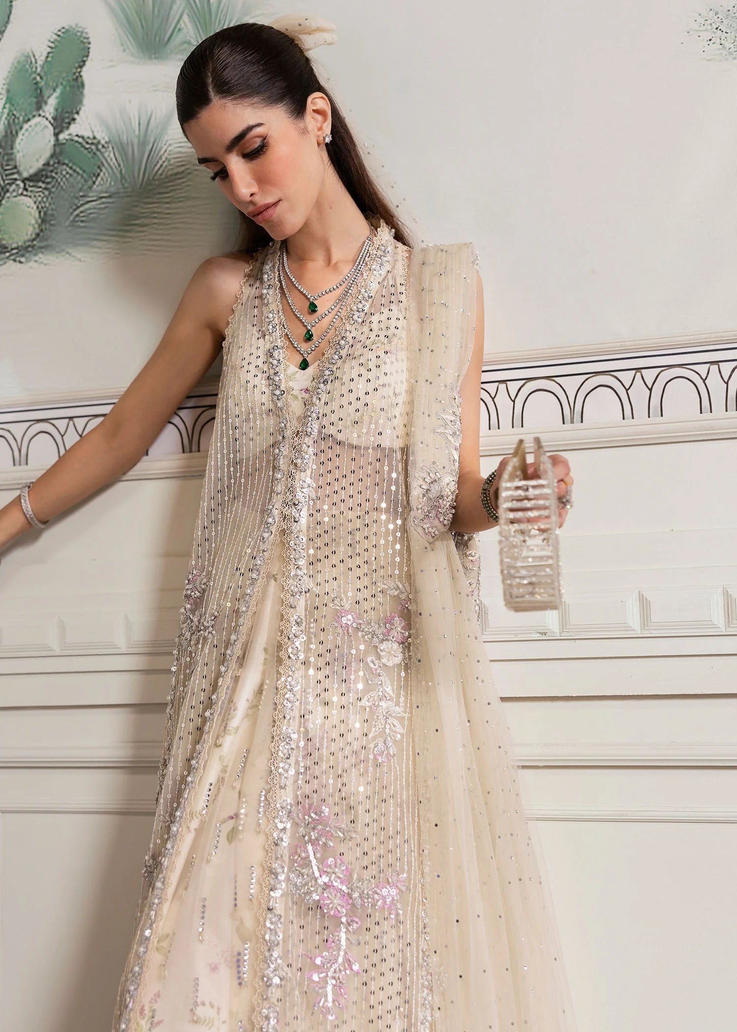 Crimson X Saira Shakira Embroidered Tulle Unstitched 3Pc Suit