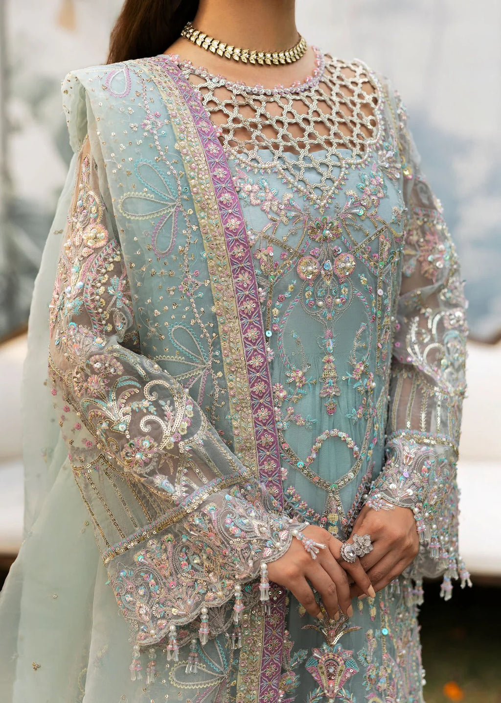 Kanwal Malik - Embroidered Organza Unstitched 3Pc Suit