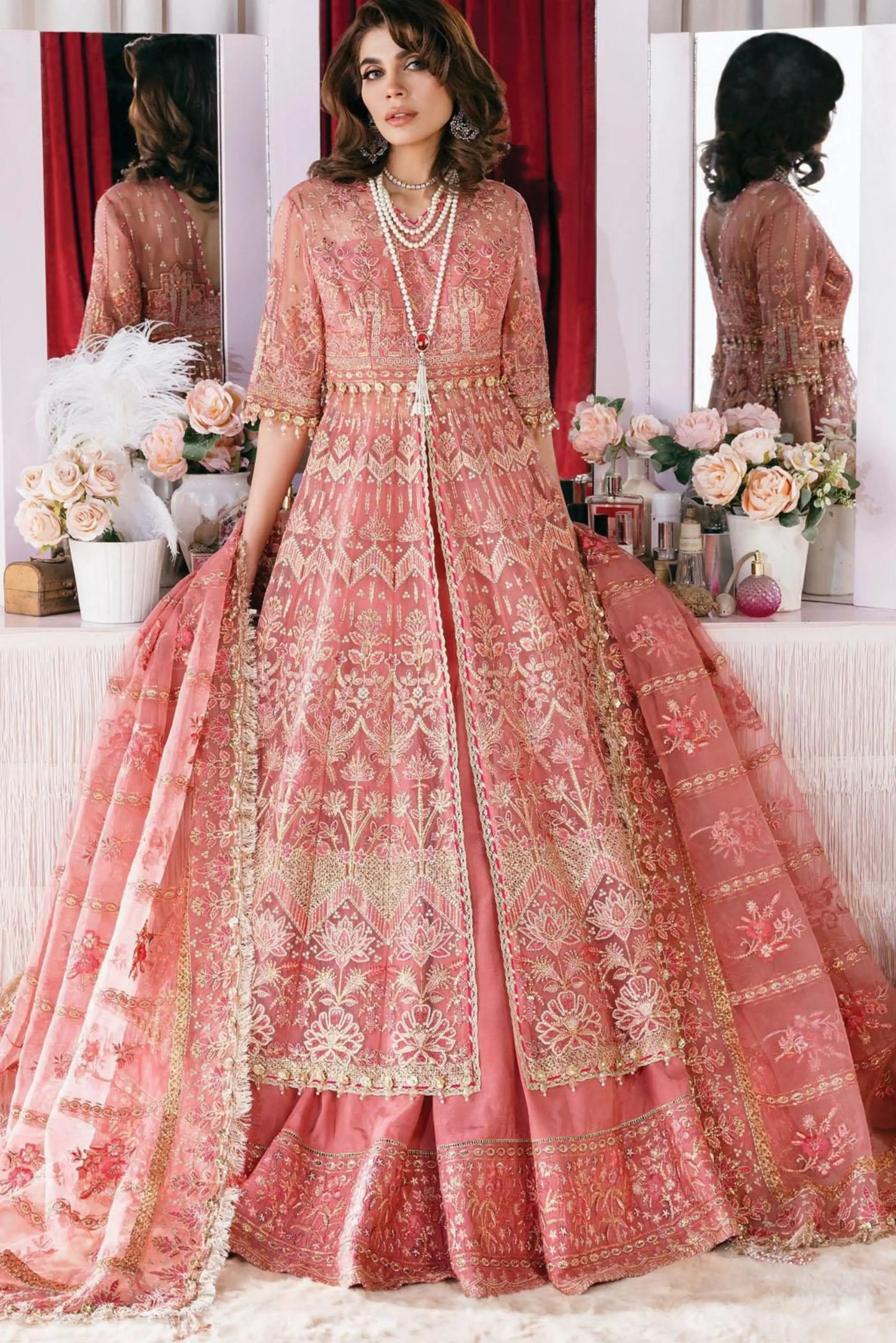 Starlet by Afrozeh – AF23ST ASOS-V1-08 Flamingo Flair | Luxury 3-Piece Unstitched Suit