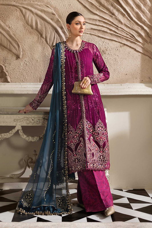 Maria B 3 Piece Unstitched Embroidered Chiffon Suit | MPC-25-102