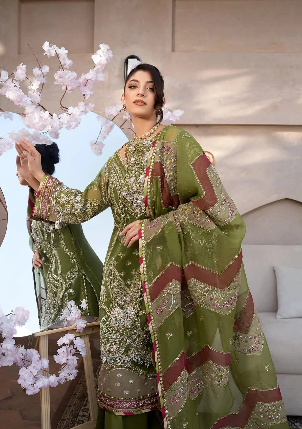 Elaf - Parwaana | Embroidered Organza 3 Piece Unstitched Suit | EFH-08