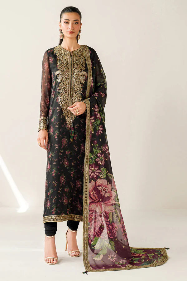 Jazmín – Black Floral | Luxury Embroidered 3-Piece Printed Lawn Suit