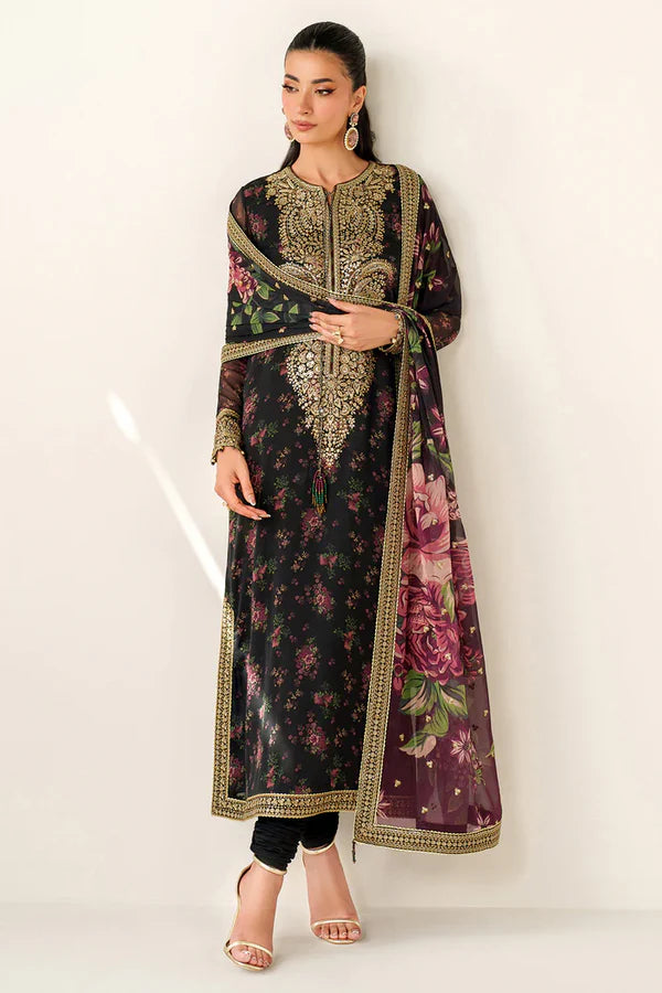 Jazmín – Black Floral | Luxury Embroidered 3-Piece Printed Lawn Suit
