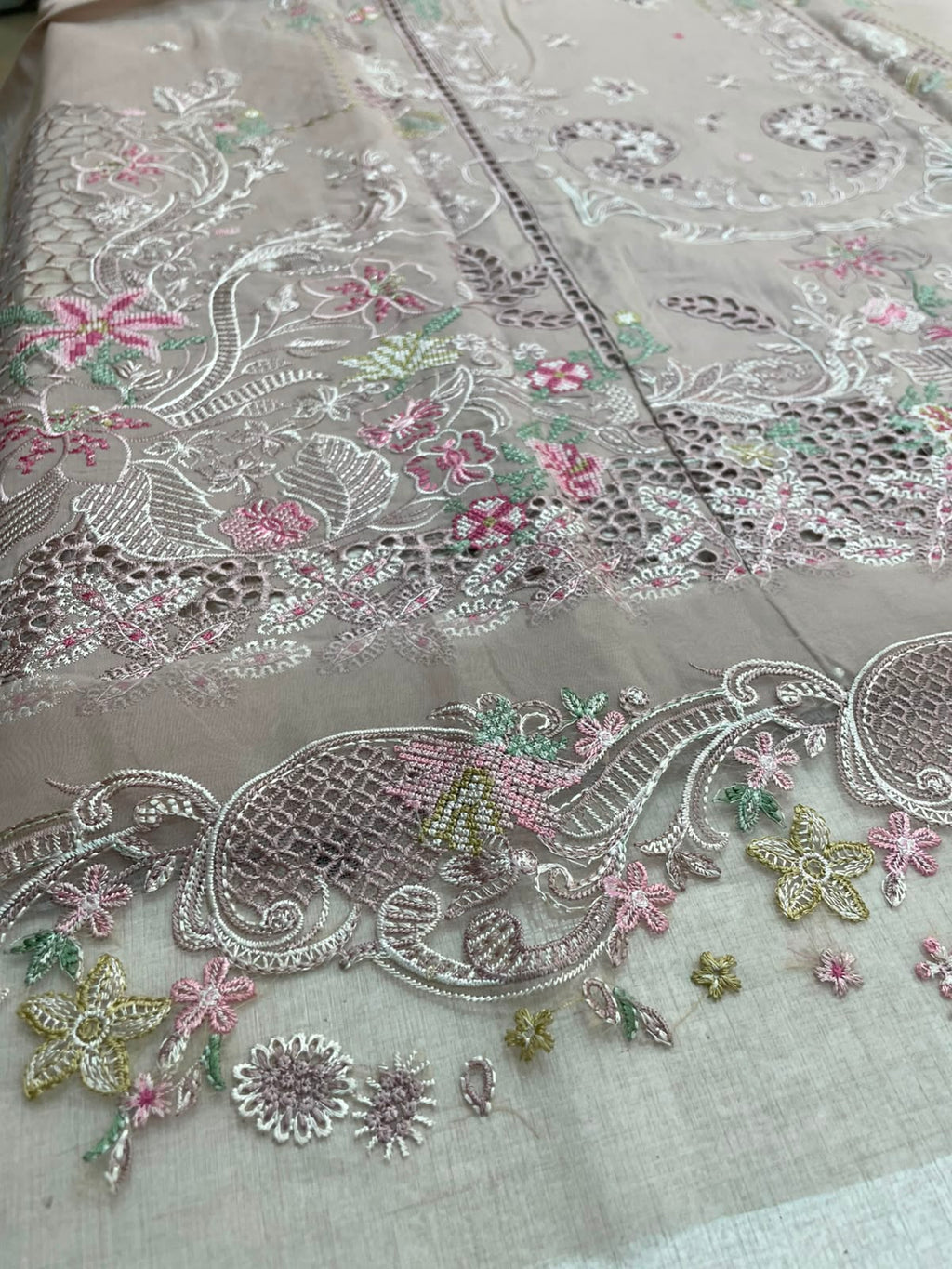 Qalamkar Lawn Luxury Embroidered 3 Piece Dress-