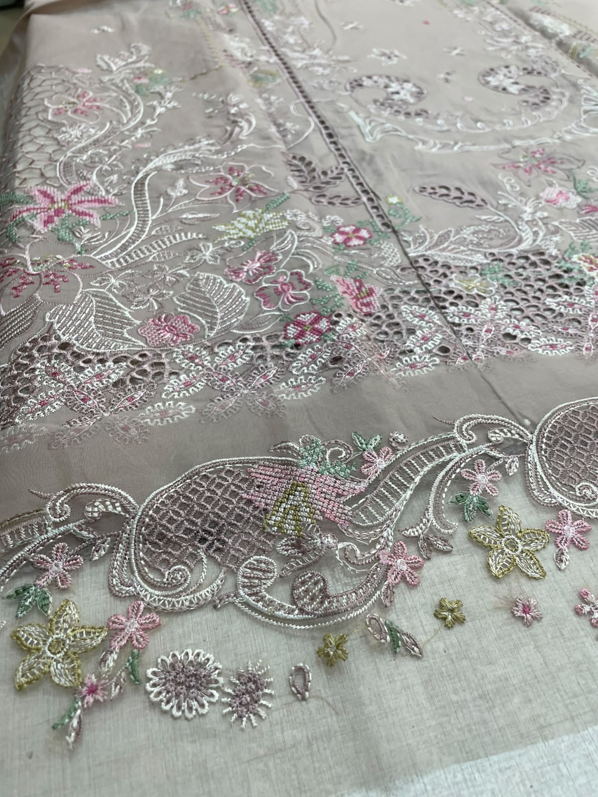 Qalamkar Lawn Luxury Embroidered 3 Piece Dress-