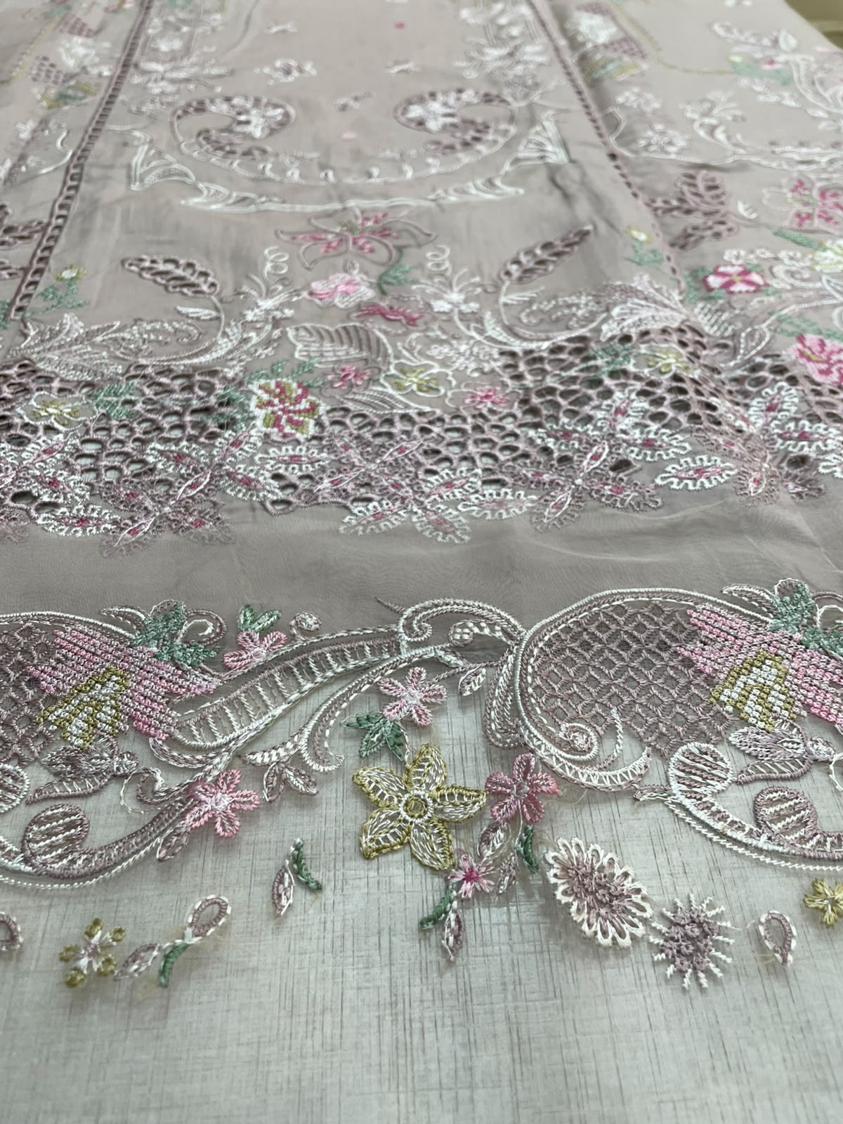Qalamkar Lawn Luxury Embroidered 3 Piece Dress-