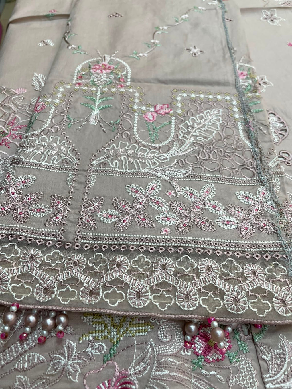 Qalamkar Lawn Luxury Embroidered 3 Piece Dress-