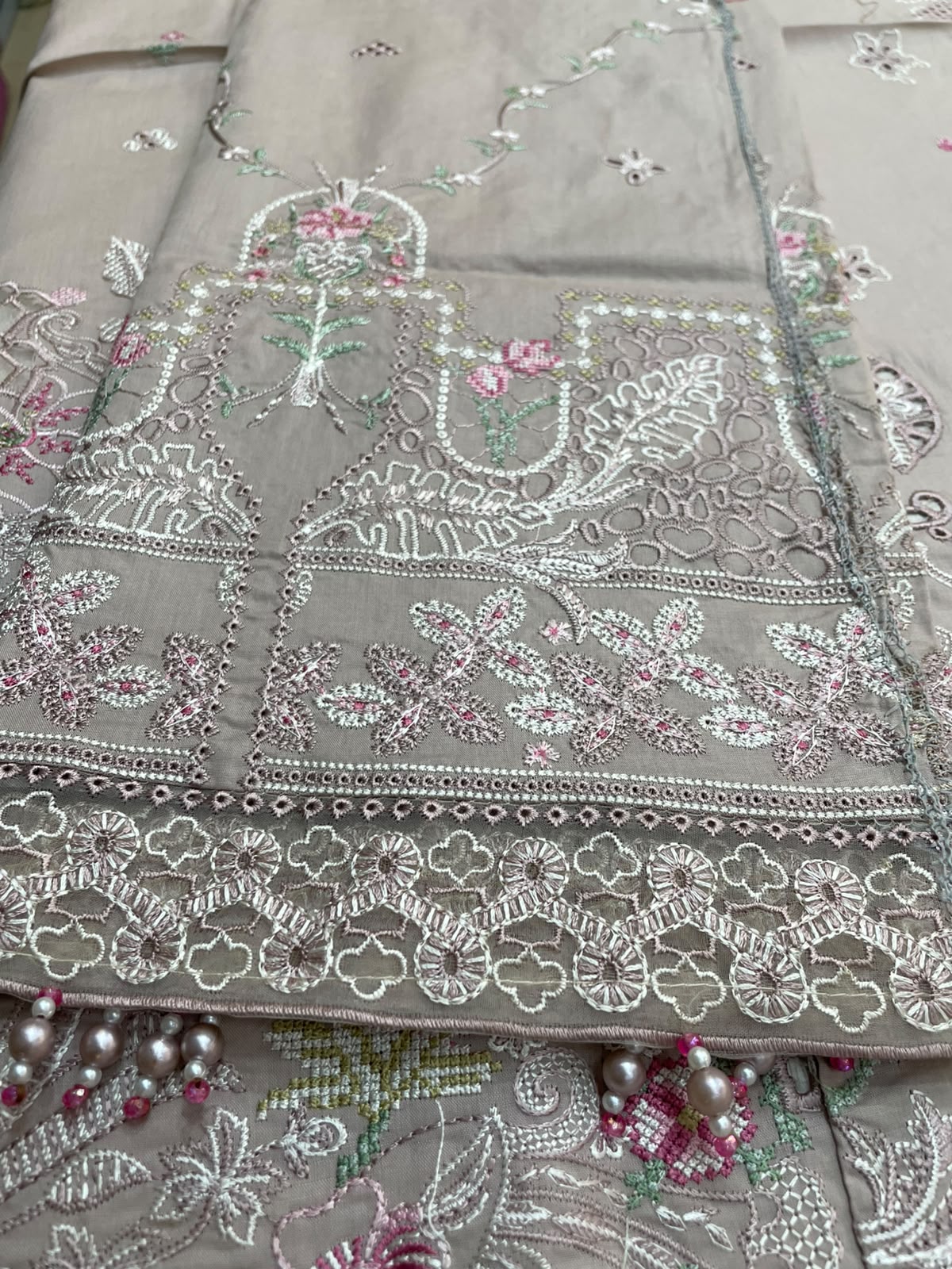 Qalamkar Lawn Luxury Embroidered 3 Piece Dress-