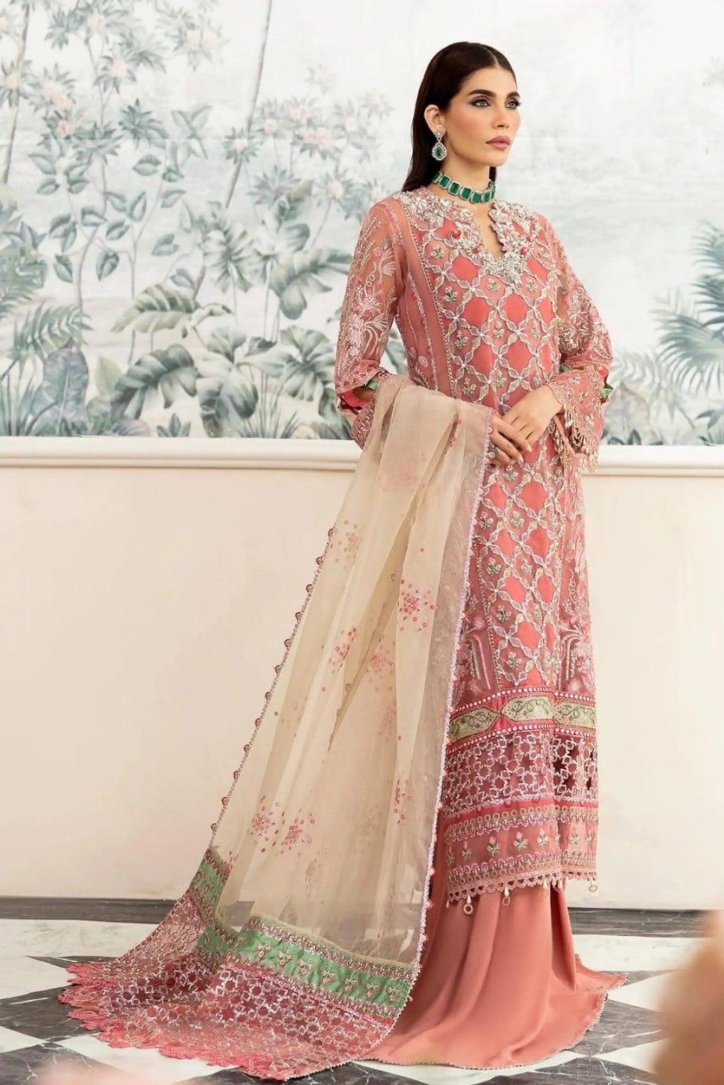 Elaf Heer ECH-10 – Luxury Embroidered Chiffon 3-Piece Unstitched Suit