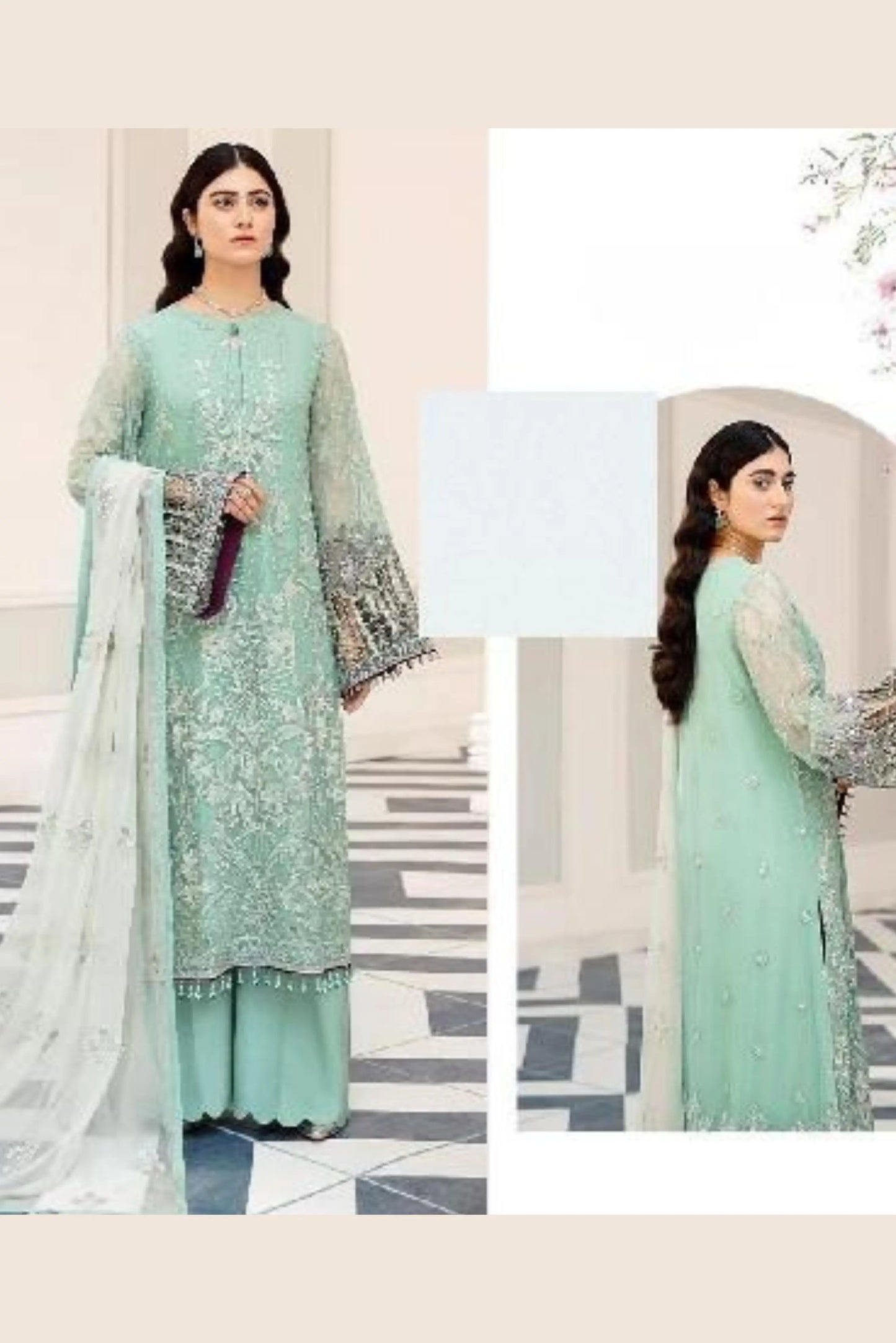 Safeera by Flossie – Luxury Embroidered Chiffon 3-Piece Unstitched Suit