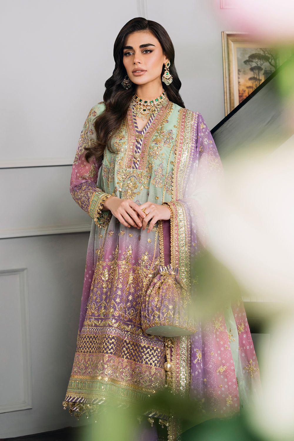 Baroque Chantelle – Embroidered Luxury Chiffon Unstitched 3-Piece Suit | EC-08