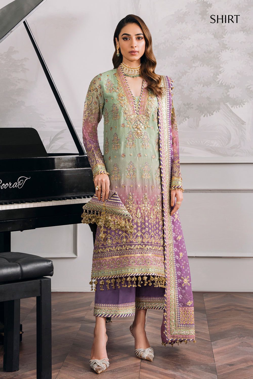Baroque Chantelle – Embroidered Luxury Chiffon Unstitched 3-Piece Suit | EC-08