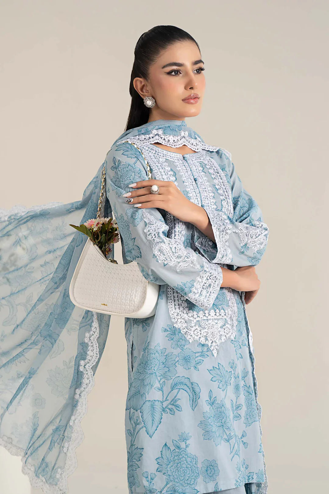 Maria B – 3 Piece Embroidered Printed Lawn Suit | DW-EF25-124