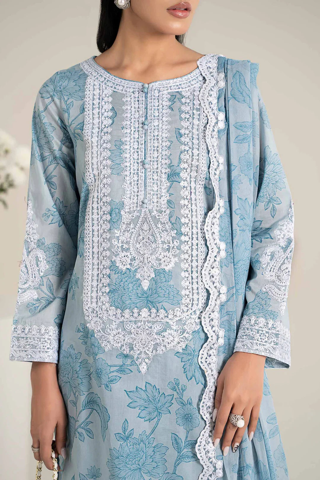 Maria B – 3 Piece Embroidered Printed Lawn Suit | DW-EF25-124