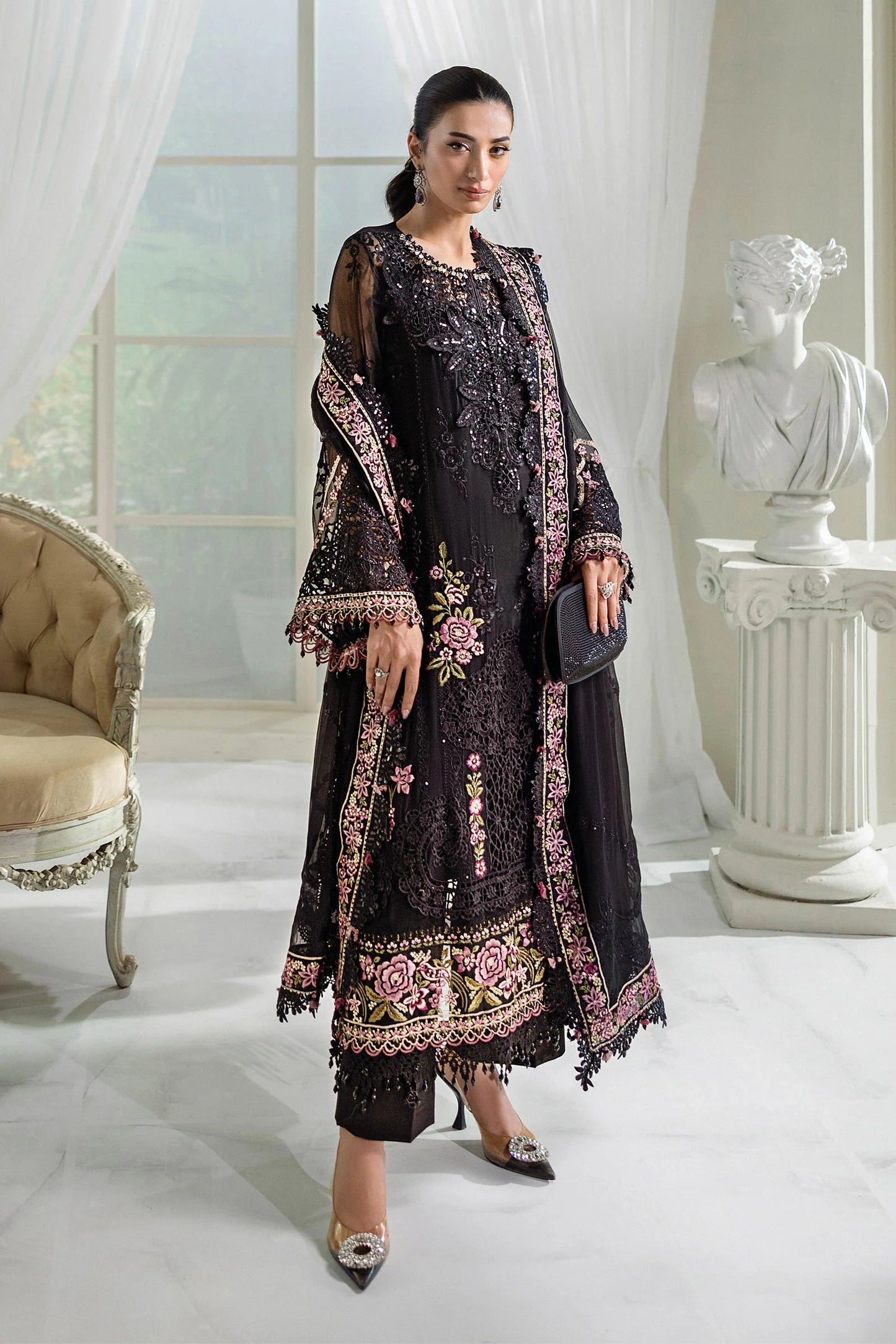 Maria B Embroidered Luxury Chiffon Unstitched 3-Piece Suit | MPC-25-104
