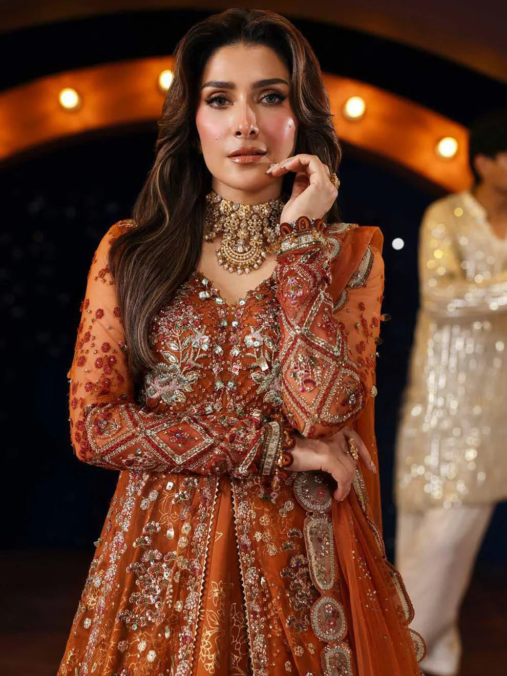 Nureh Jhoomro Hand Embellished Embroidered Net Unstitched 3Pc