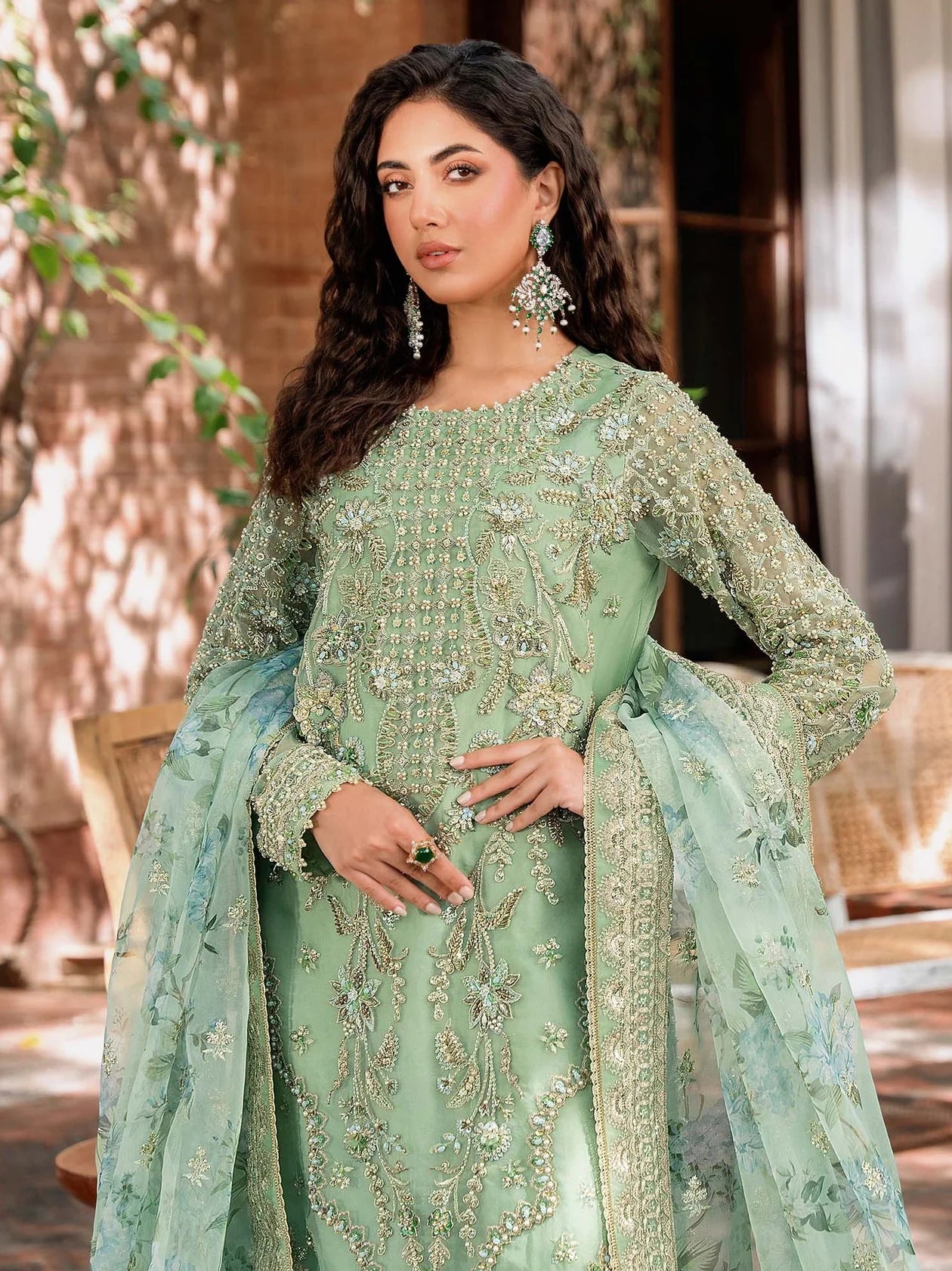 Akbar Aslam Unstitched 3 PC Embroidered Organza