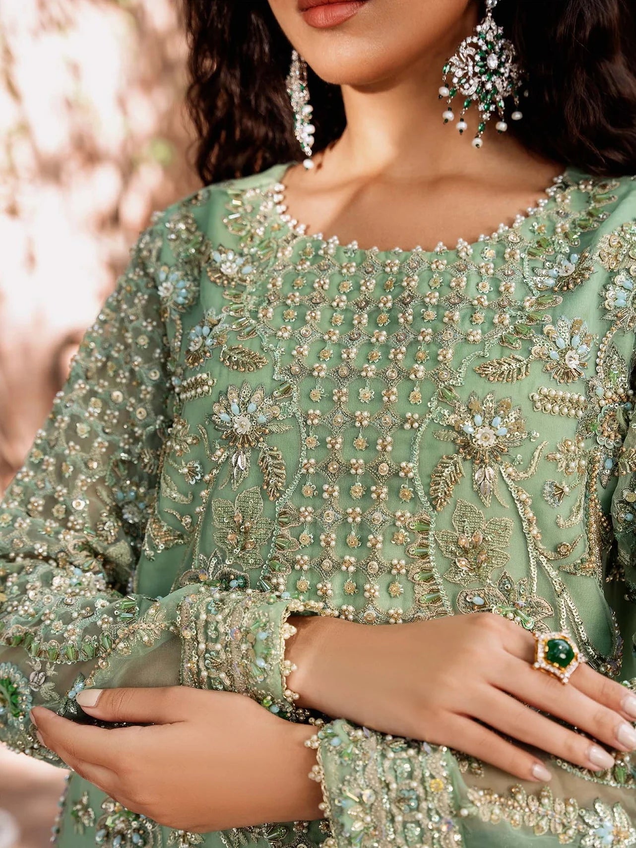 Akbar Aslam Unstitched 3 PC Embroidered Organza