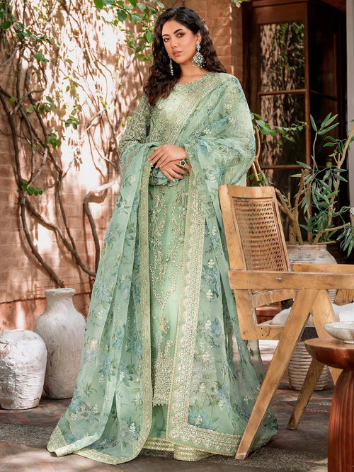 Akbar Aslam Unstitched 3 PC Embroidered Organza