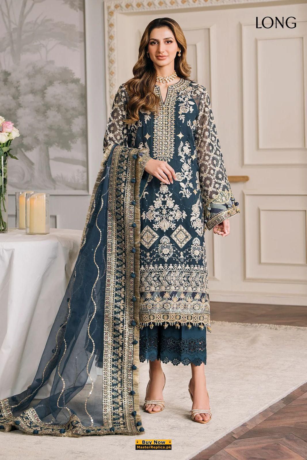 Baroque – Embroidered Chiffon CH12-01 | Luxury 3-Piece Unstitched Suit