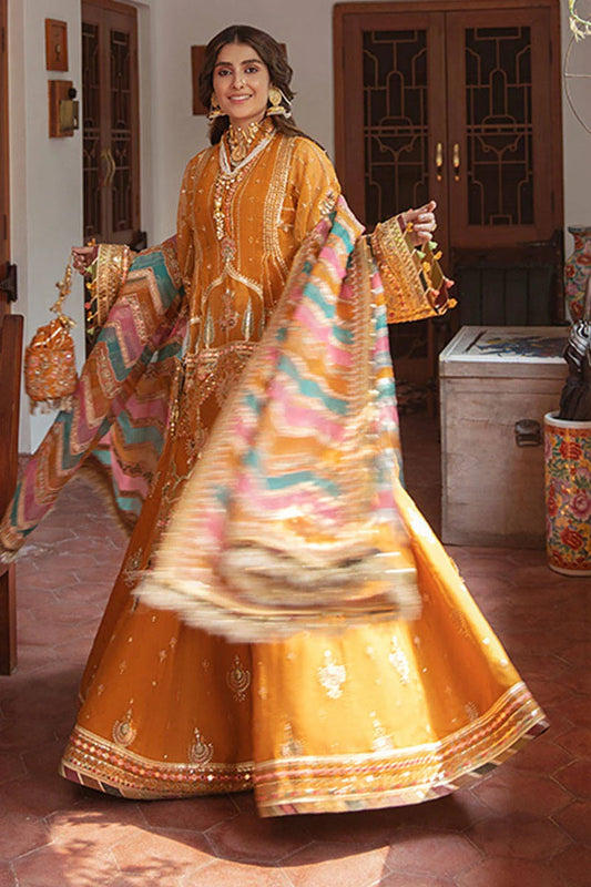 Zarlish by MNR – Luxury Embroidered Organza 3-Piece Unstitched Suit | MNR21Z HENNA