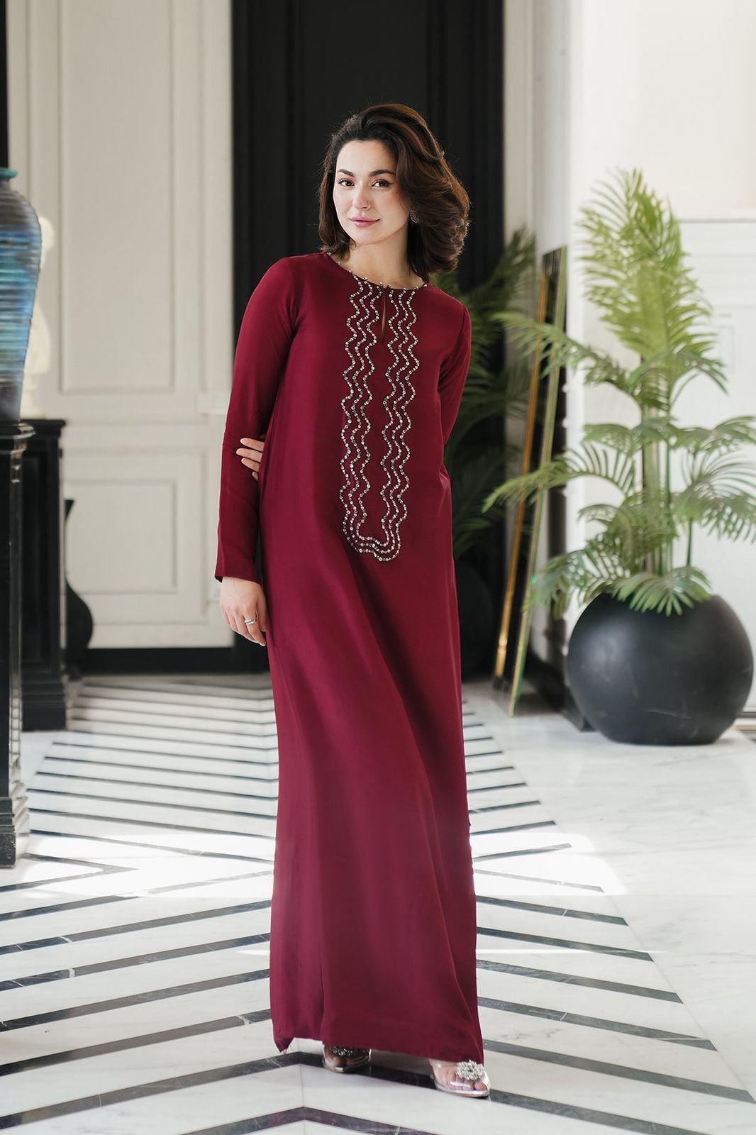 Lulusar – Luxury Silk Embroidered Unstitched 3-Piece Suit - Maroon